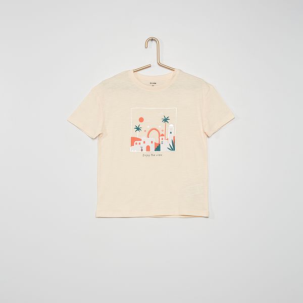 T-shirt basica con scritte Bambina 3-12 anni - ROSA - Kiabi - 3,00€