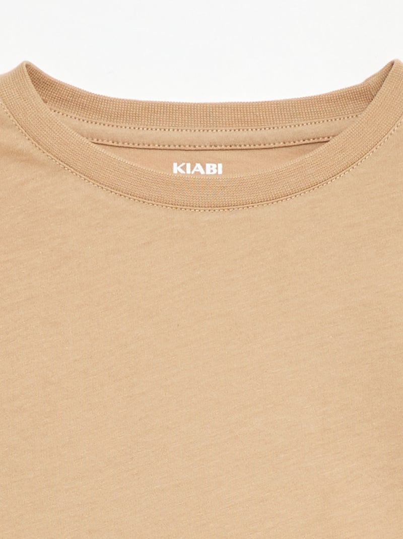 T-shirt basica in jersey tinta unita Beige - Kiabi