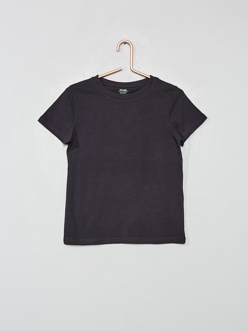 T-shirt basica in jersey tinta unita grigio scuro - Kiabi