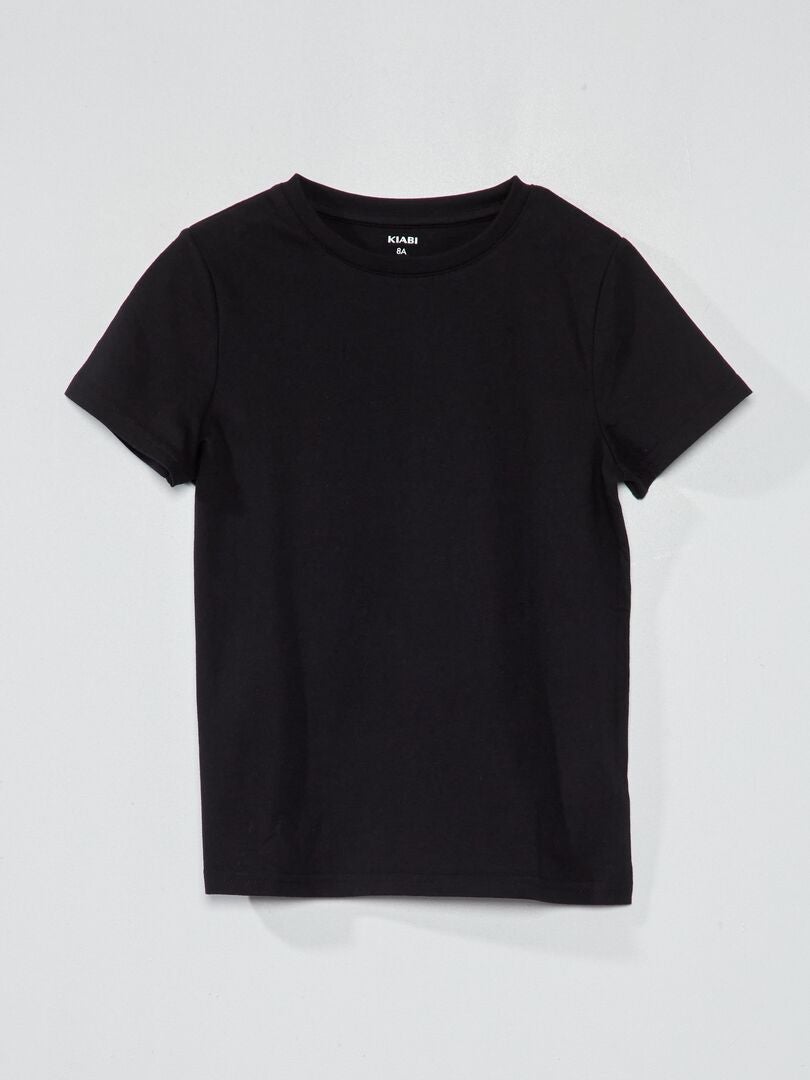 T-shirt basica in jersey tinta unita nero - Kiabi