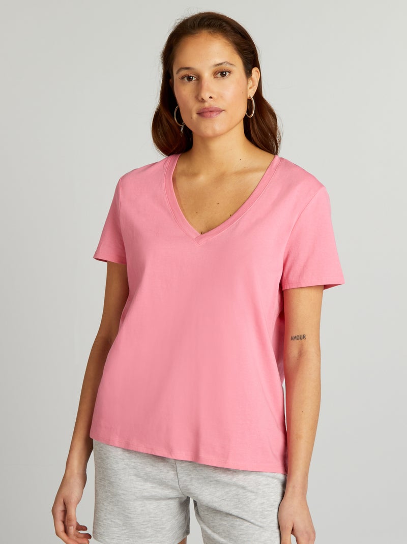 T-shirt basica rosa - Kiabi