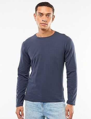 T-shirt basic a maniche lunghe e girocollo