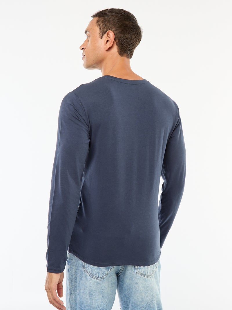 T-shirt basico a maniche lunghe e girocollo Blu - Kiabi