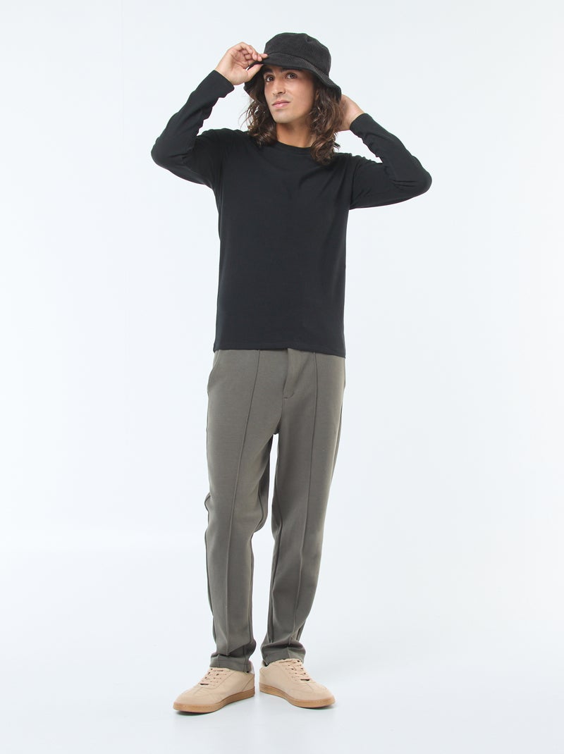 T-shirt basico a maniche lunghe e girocollo nero - Kiabi