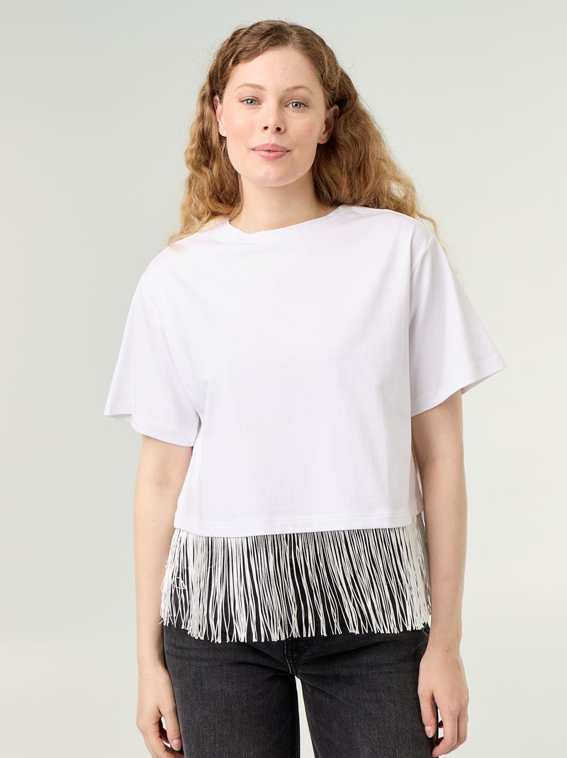 T-shirt basico con frange Bianco - Kiabi