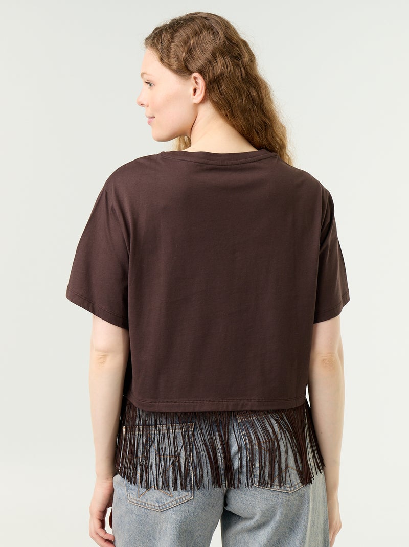T-shirt basico con frange Marrone - Kiabi