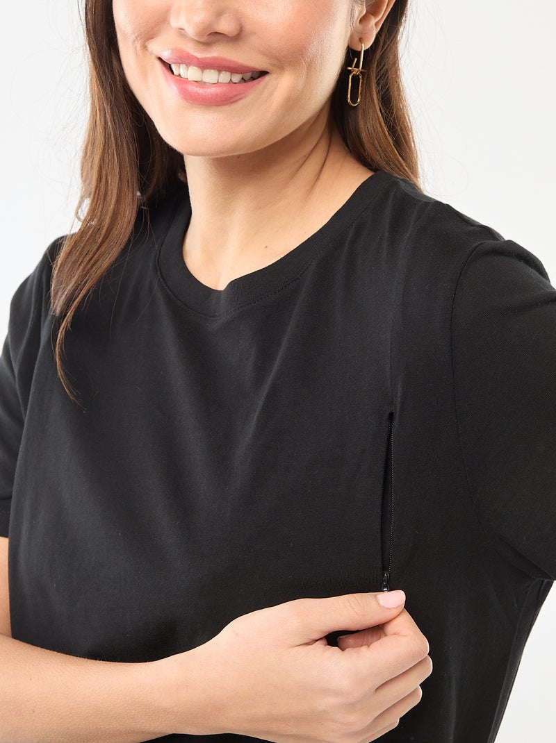 T-shirt basico da allattamento a maniche corte Nero - Kiabi