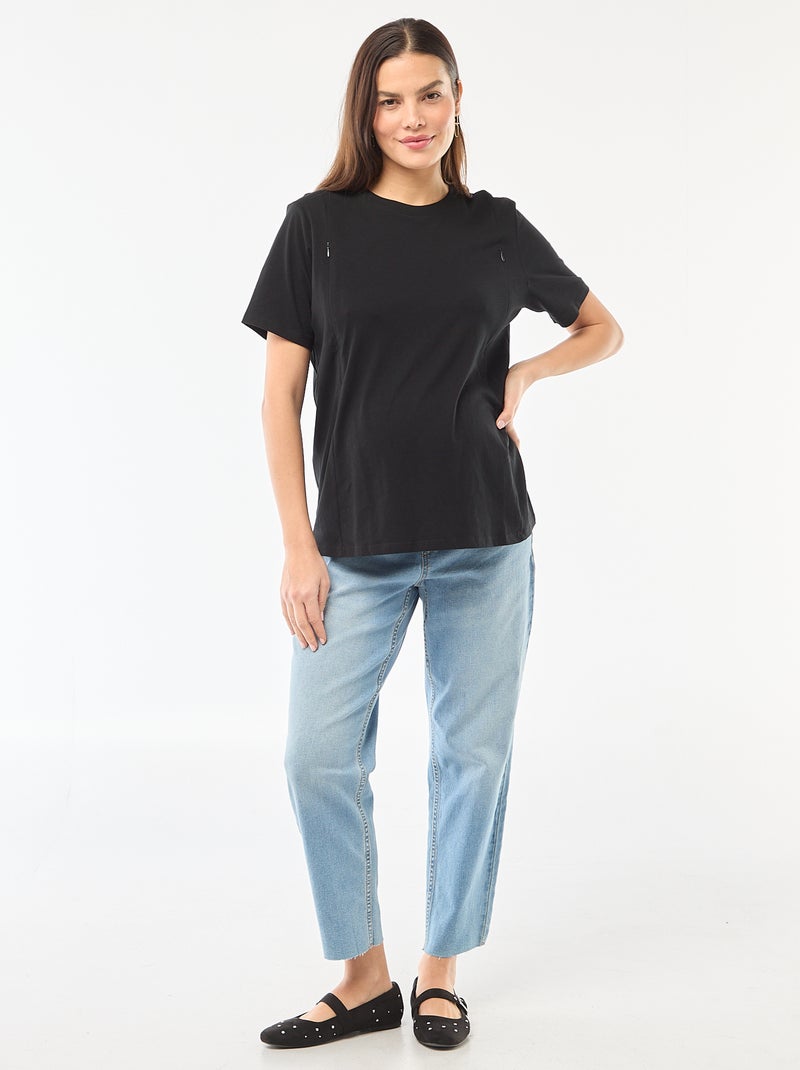 T-shirt basico da allattamento a maniche corte Nero - Kiabi
