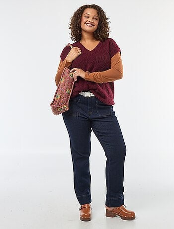 T-shirt basic con scollo a V e maniche a 3/4