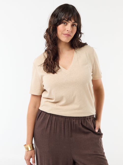 T-shirt basico scollo a V e maniche corte - Kiabi