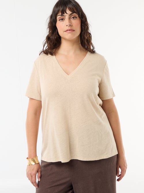 T-shirt basico scollo a V e maniche corte - Kiabi