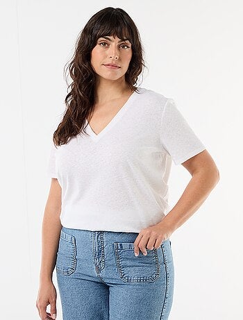 T-shirt basico scollo a V e maniche corte