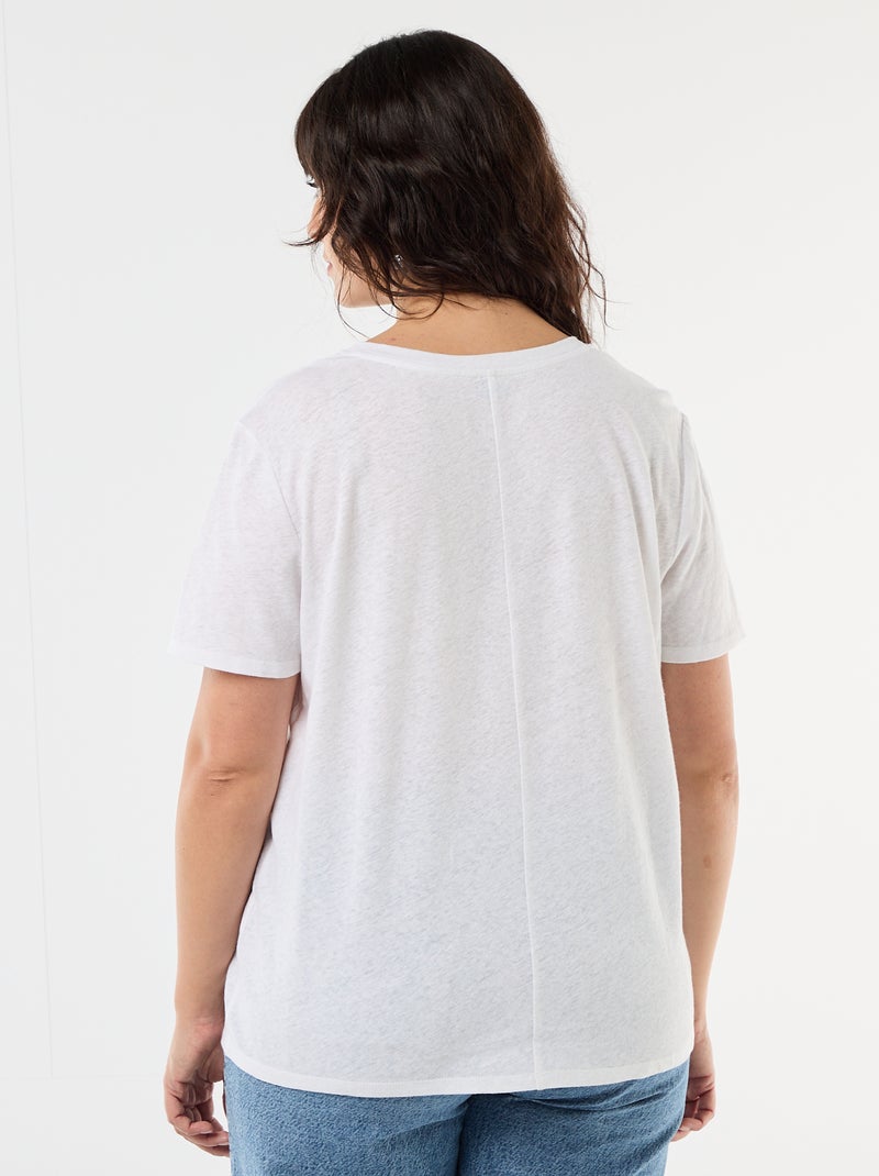 T-shirt basico scollo a V e maniche corte Bianco - Kiabi