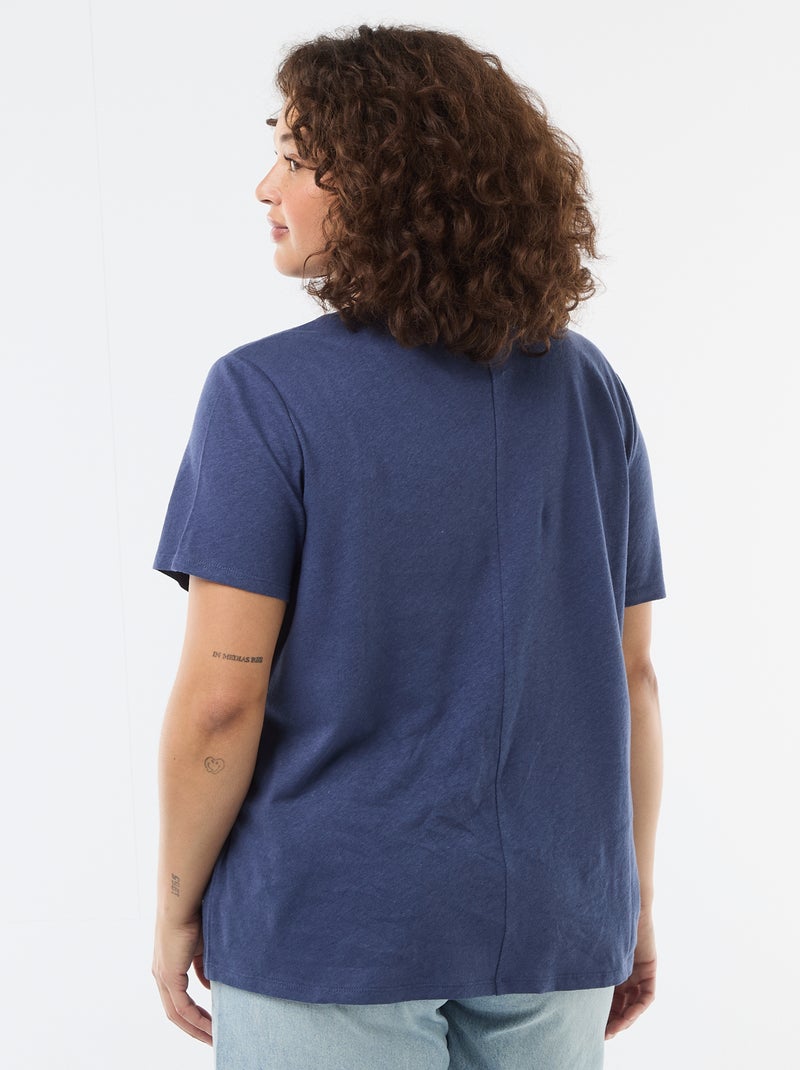 T-shirt basico scollo a V e maniche corte Blu - Kiabi