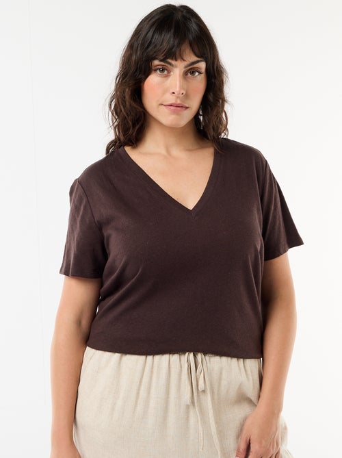 T-shirt basico scollo a V e maniche corte - Kiabi