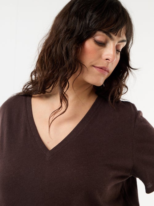 T-shirt basico scollo a V e maniche corte - Kiabi