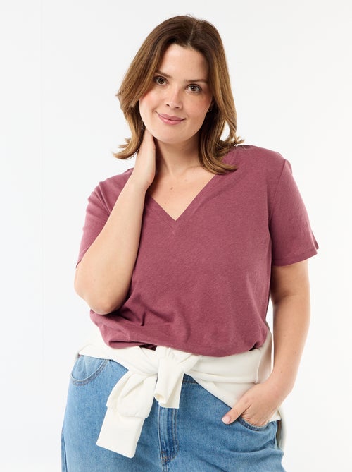 T-shirt basico scollo a V e maniche corte - Kiabi