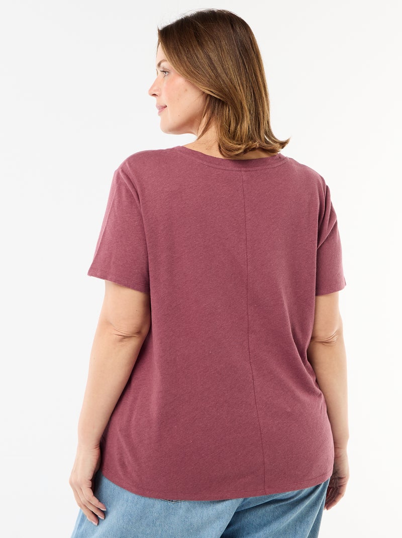 T-shirt basico scollo a V e maniche corte Rosa - Kiabi