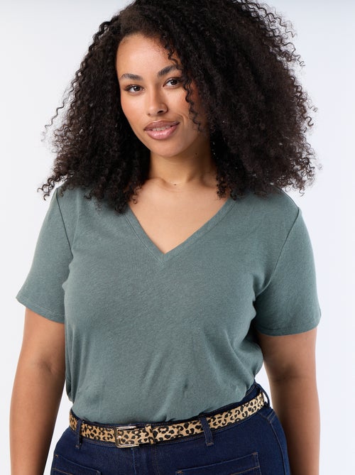 T-shirt basico scollo a V e maniche corte - Kiabi