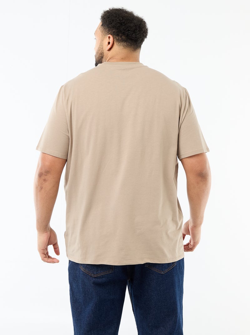 T-shirt basico tinta unita regular fit Beige - Kiabi