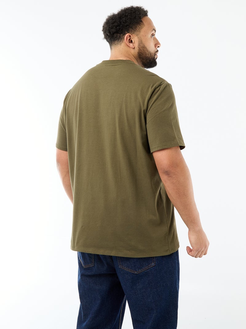 T-shirt basico tinta unita regular fit Kaki - Kiabi