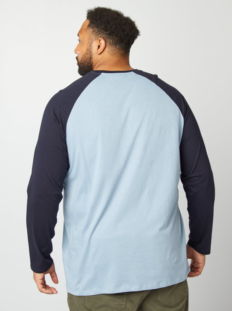 T-shirt bicolore a maniche lunghe BLU - Kiabi
