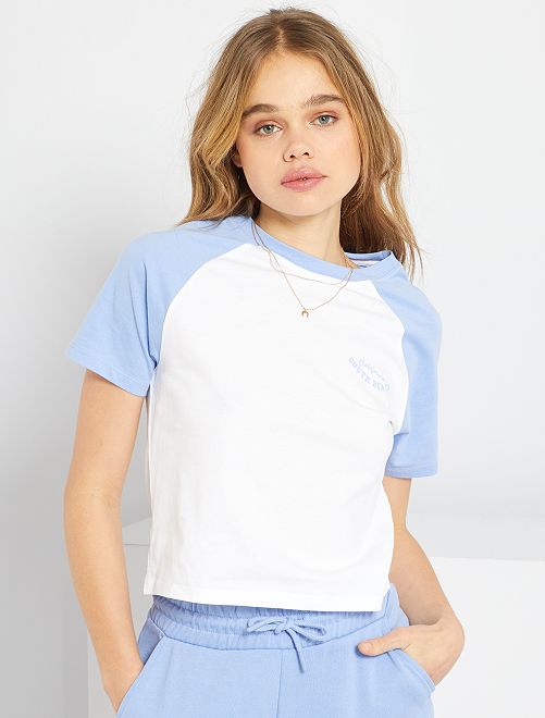 T-shirt bicolore stampata - NERO - Kiabi - 6.00€