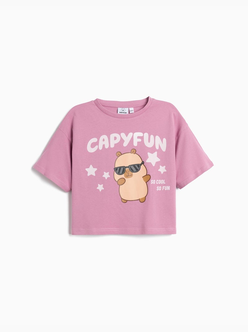 T-shirt Boxy CapyFun, MO Fashion Malva lilla - Kiabi
