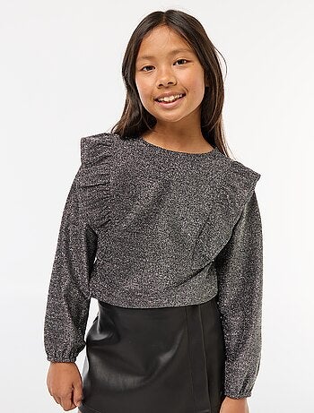 T-shirt brillante a maniche lunghe