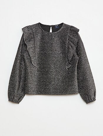 T-shirt brillante a maniche lunghe