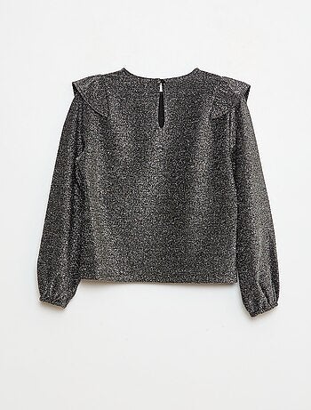 T-shirt brillante a maniche lunghe