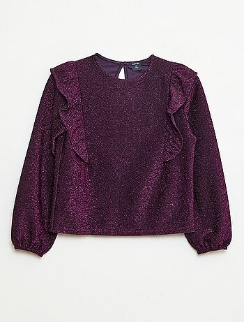 T-shirt brillante a maniche lunghe