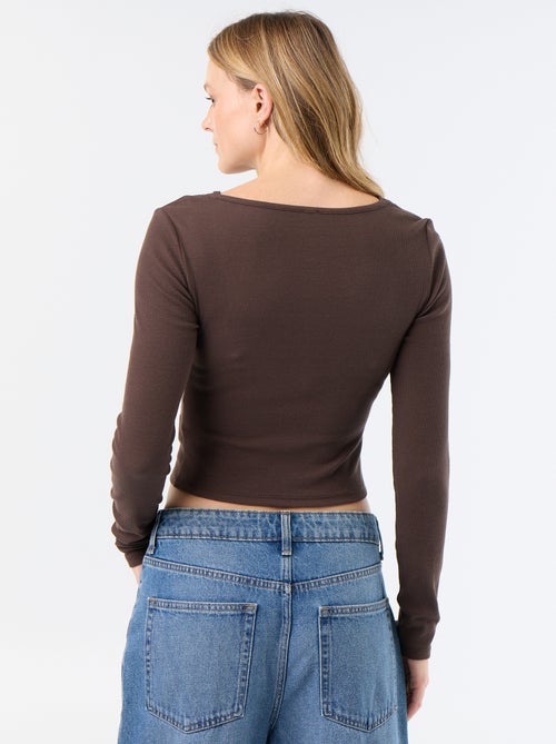 T-shirt canotta 2-in-1 con collo in pizzo - Kiabi