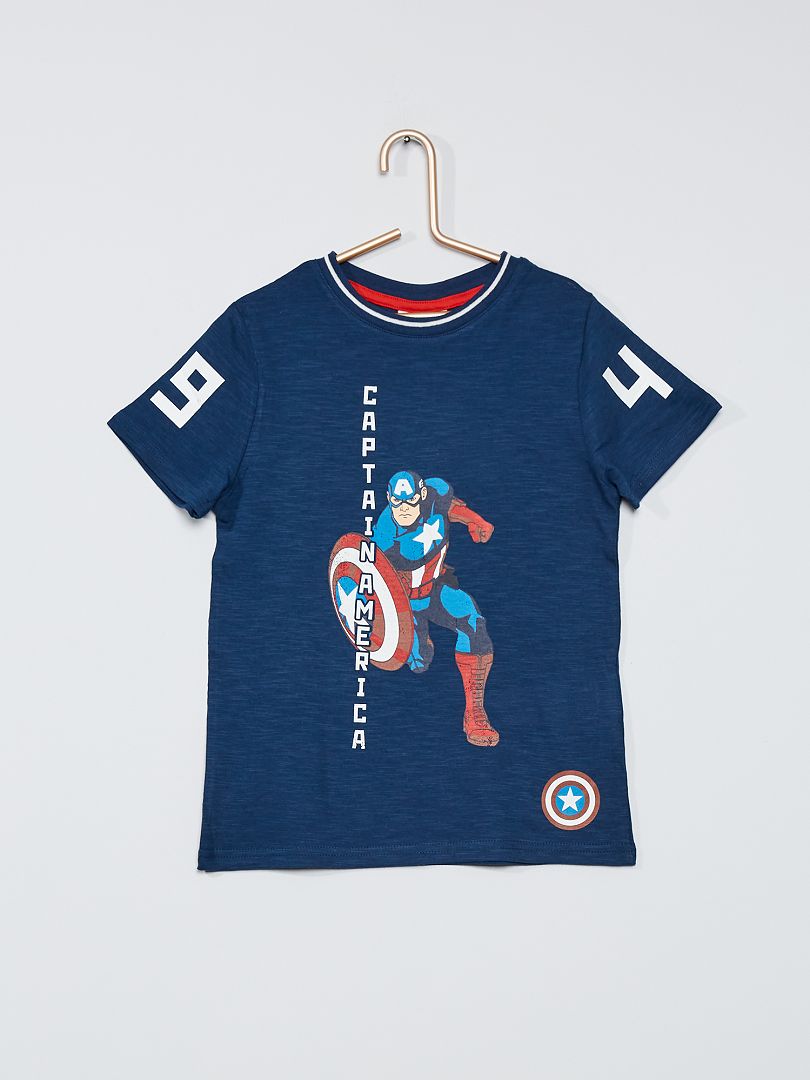 Bambini Ufficiale Blu CAPITAN AMERICA T-shirt da sapori in tessuto 