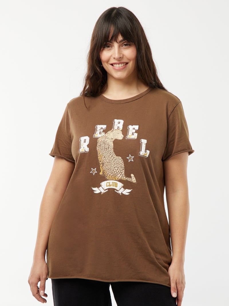 T-shirt 'Carmakoma' con leopardo stampato marrone - Kiabi