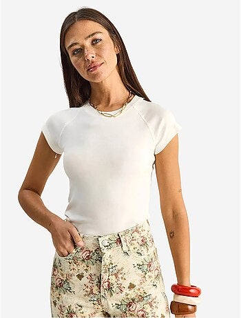 T-shirt classica in cotone con girocollo lucci
