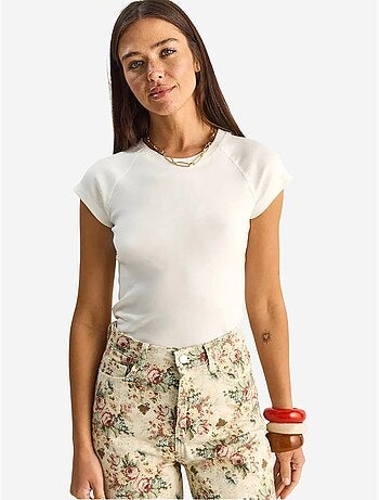 T-shirt classica in cotone con girocollo lucci