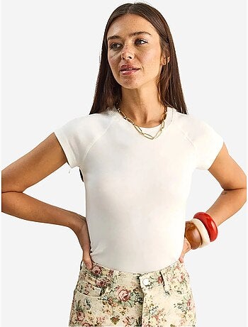T-shirt classica in cotone con girocollo lucci