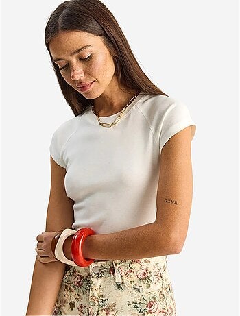 T-shirt classica in cotone con girocollo lucci