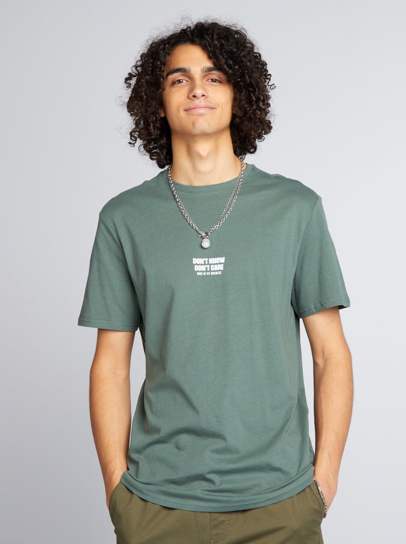 T-shirt classica stampata VERDE - Kiabi