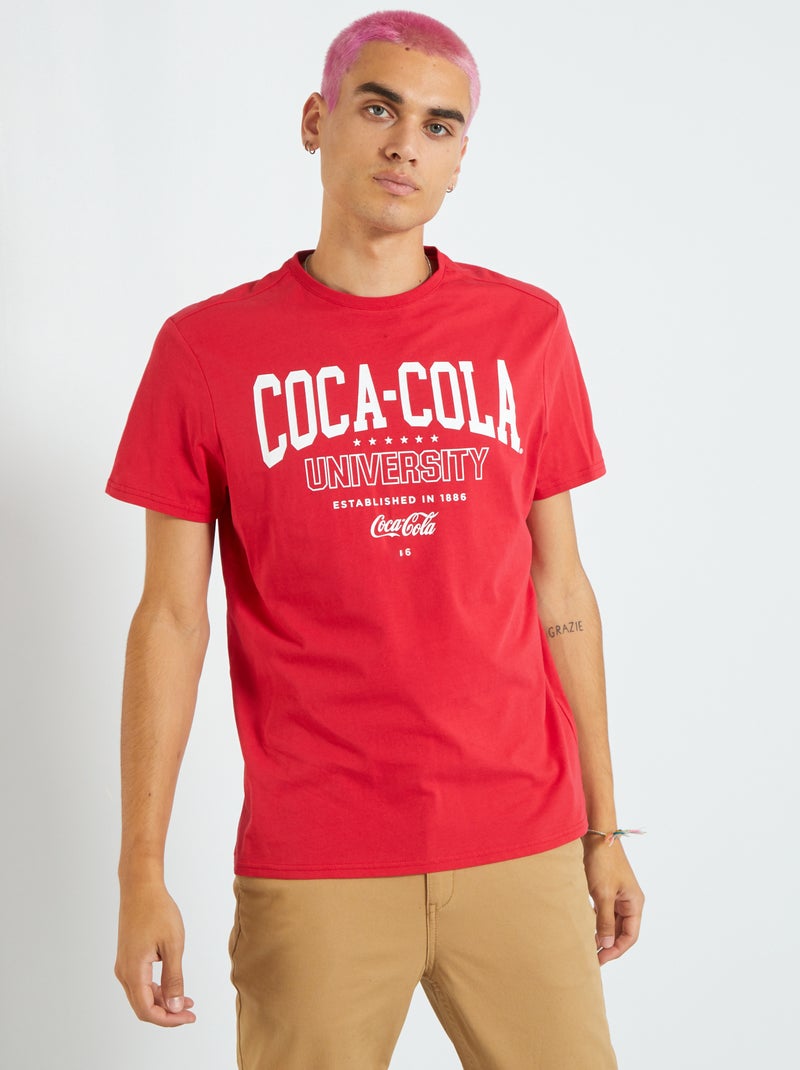 T-shirt 'Coca Cola' in jersey rosso ciliegia - Kiabi