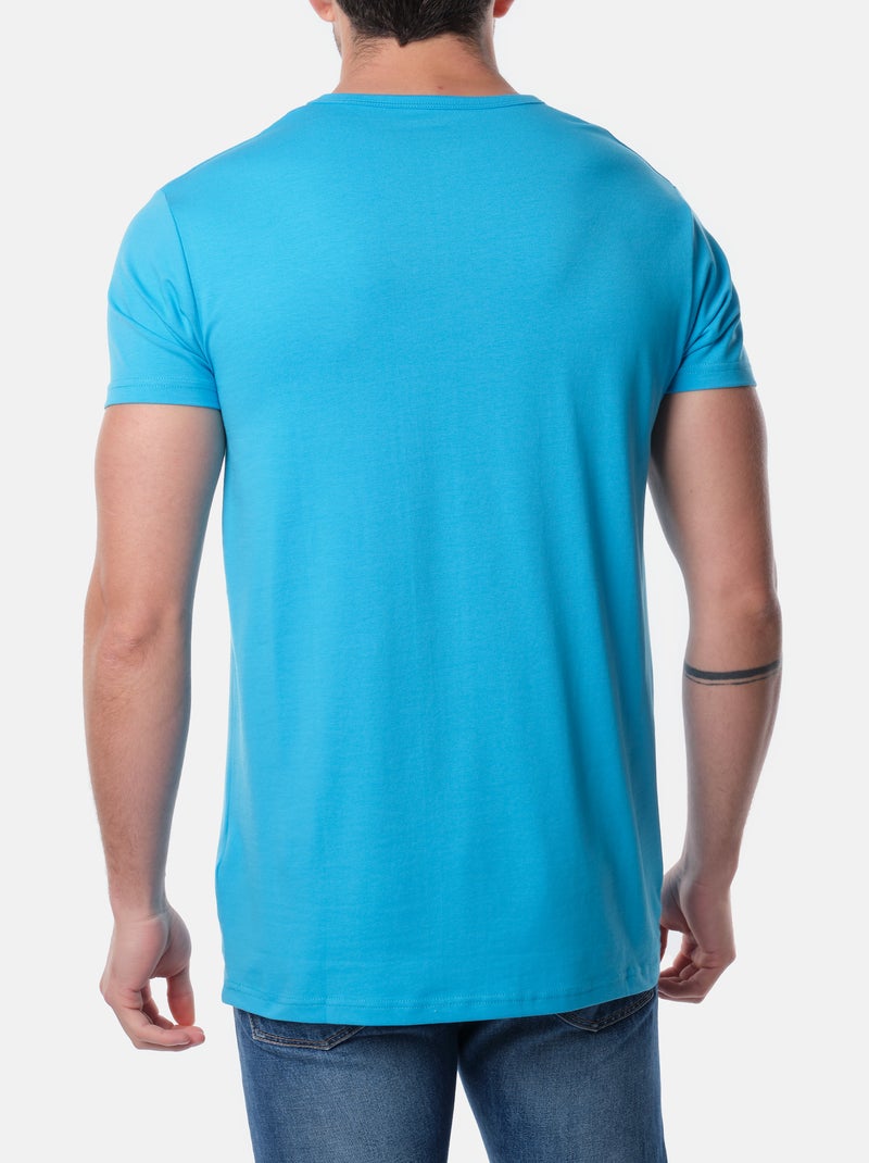 T-shirt col collo a V unito Turchese - Kiabi