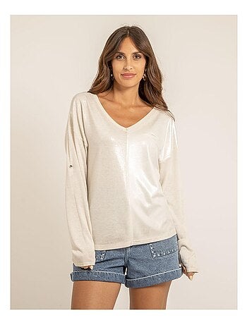 T shirt col V bimatiere FILINIE