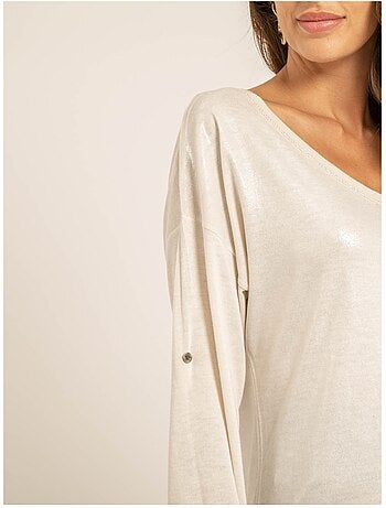 T shirt col V bimatiere FILINIE