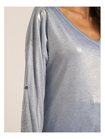 T shirt col V bimatiere FILINIE