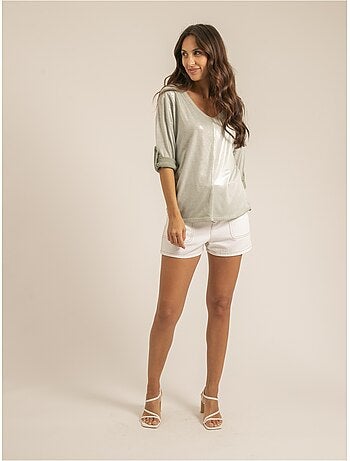 T shirt col V bimatiere FILINIE