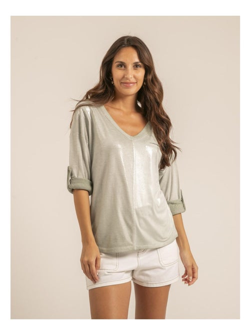 T shirt col V bimatiere FILINIE - Kiabi