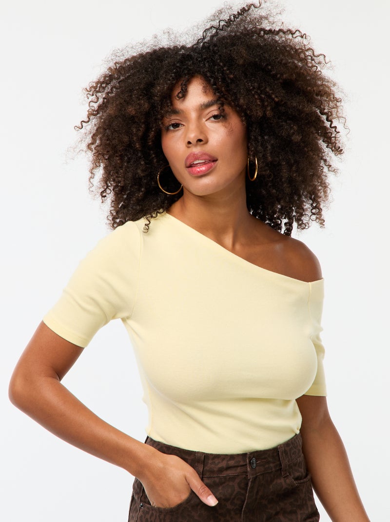T-shirt collo a barchetta Giallo - Kiabi