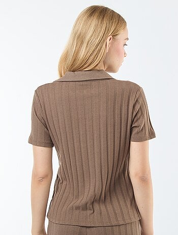 T-shirt collo a polo in cotone stretch