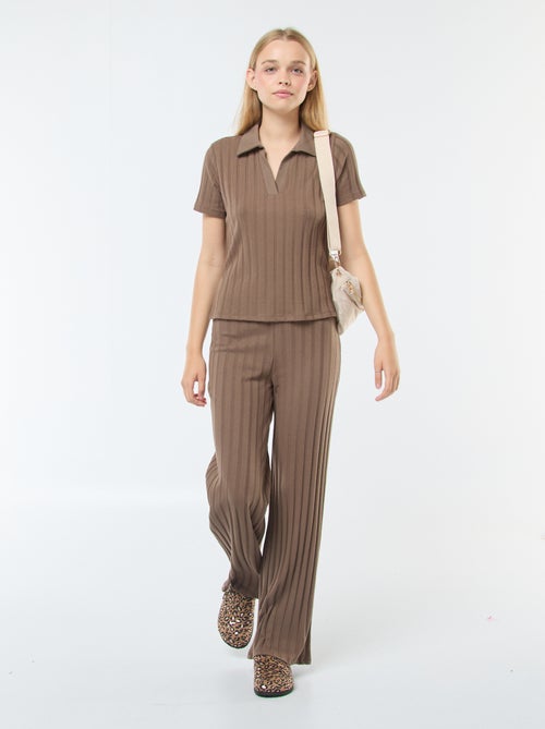 T-shirt collo a polo in cotone stretch - Kiabi